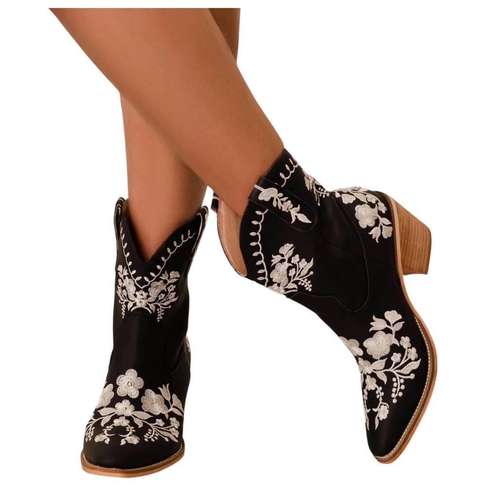 NEW MIIM women's caroline embroidery booties in black
